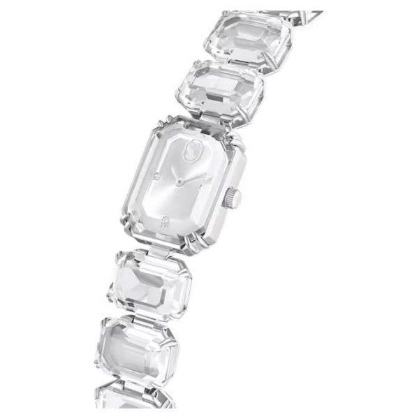 Watch, Octagon cut bracelet, White, Stainless Stee