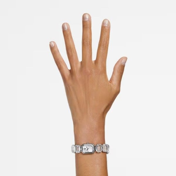 Watch, Octagon cut bracelet, White, Stainless Stee