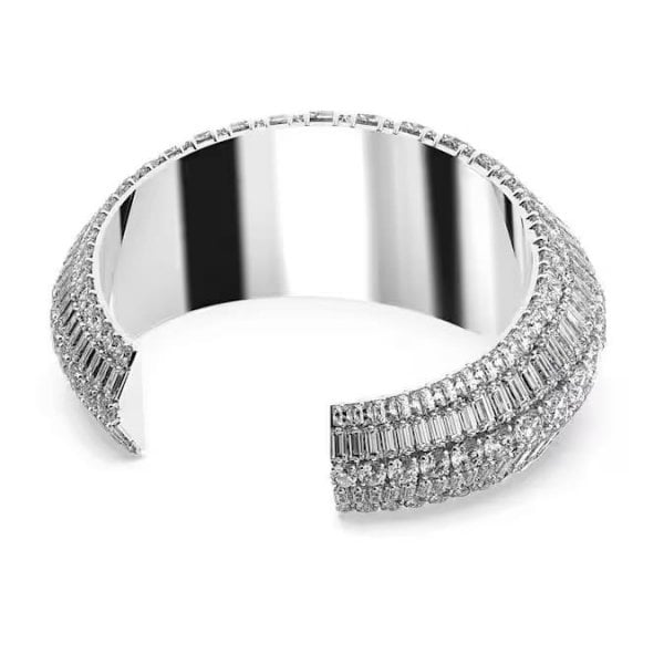 Hyperbola cuff, Mixed cuts, White, Rhodium, Medium