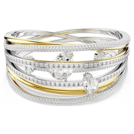 Hyperbola bangle, Mixed cuts, White, Mixed metal