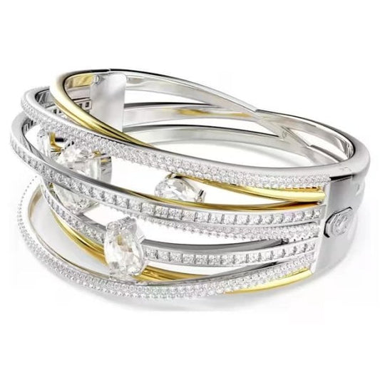 Hyperbola bangle, Mixed cuts, White, Mixed metal