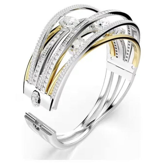 Hyperbola bangle, Mixed cuts, White, Mixed metal