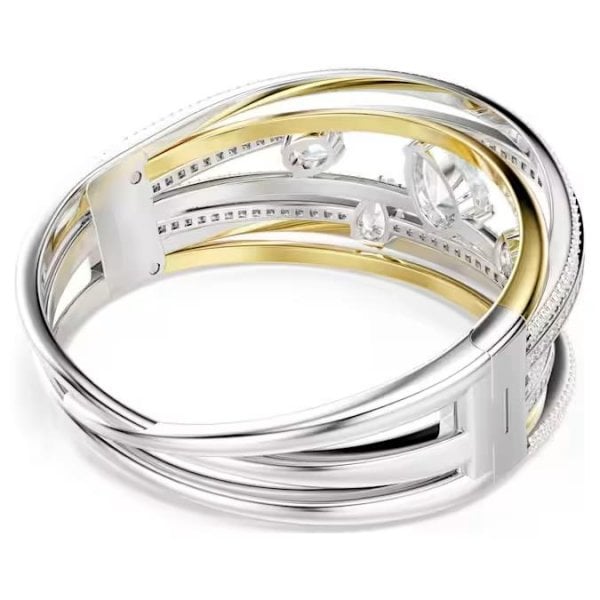 Hyperbola bangle, Mixed cuts, White, Mixed metal
