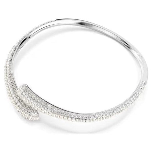 Sublima necklace, Crystal pearl, Round cut, White,