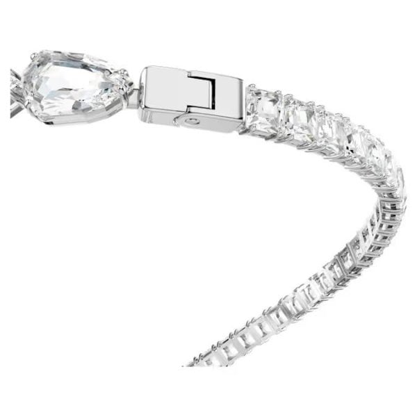 Matrix open necklace, Mixed cuts, White, Rhodium