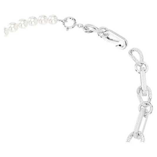 Dextera necklace, Crystal pearl, Mixed link, White