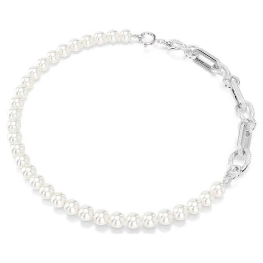 Dextera necklace, Crystal pearl, Mixed link, White