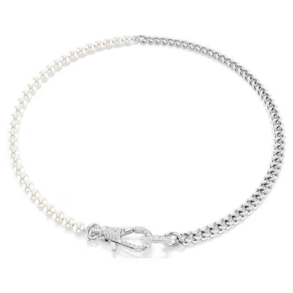 Dextera necklace, Pavé, Crystal pearl, White