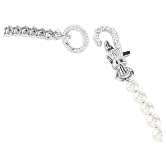 Dextera necklace, Pavé, Crystal pearl, White