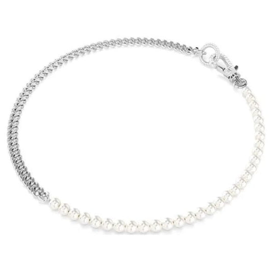 Dextera necklace, Pavé, Crystal pearl, White