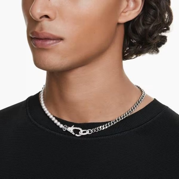 Dextera necklace, Pavé, Crystal pearl, White