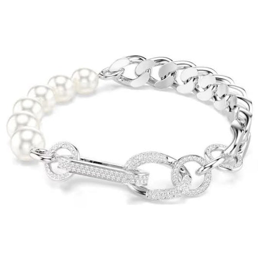 Dextera bracelet, Crystal pearl, Mixed, White, Rho