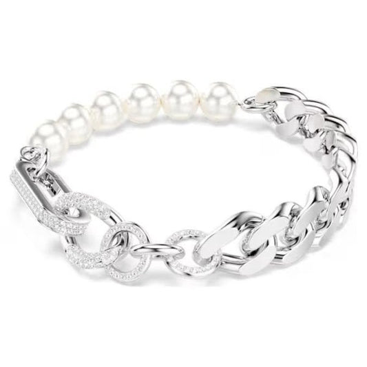 Dextera bracelet, Crystal pearl, Mixed, White, Rho