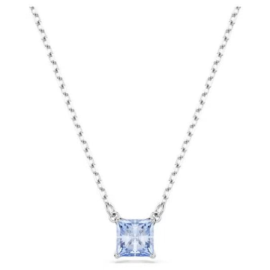 Matrix pendant, Square cut, Blue, Rhodium plated