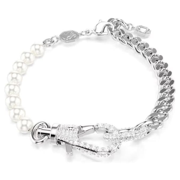 Dextera bracelet, Pavé, Crystal pearl, White, Rhod