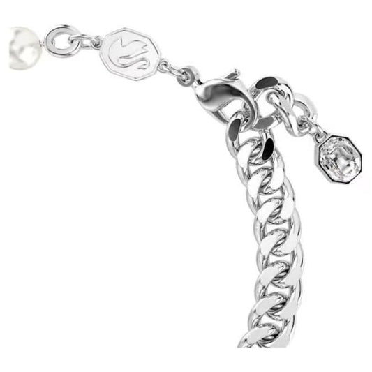 Dextera bracelet, Pavé, Crystal pearl, White, Rhod