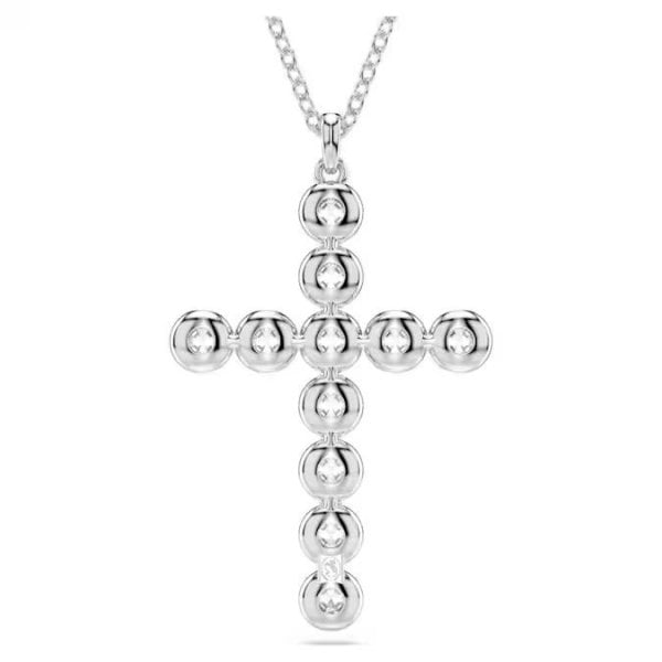 Insigne pendant, Mixed cuts, Cross, White, Rhodium