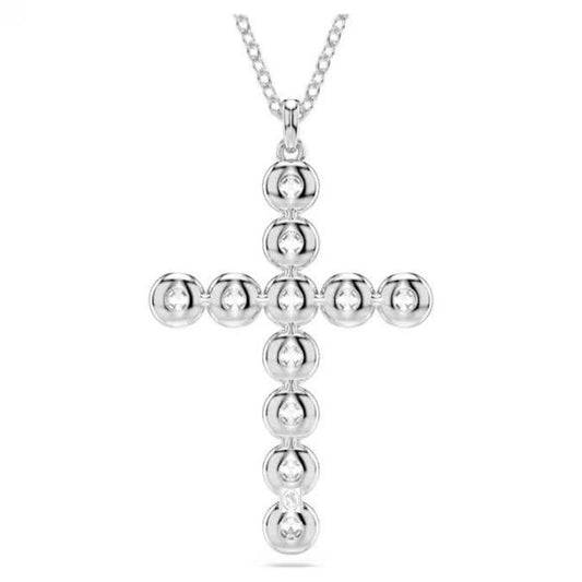 Insigne pendant, Mixed cuts, Cross, White, Rhodium