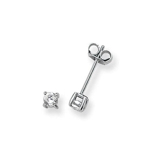 SILVER 3MM ROUND CZ STUD EARRINGS