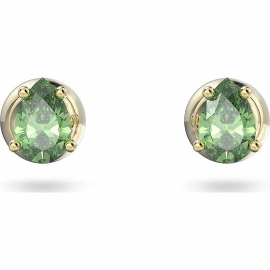 Stilla stud earrings, Pear cut, Green, Gold-tone
