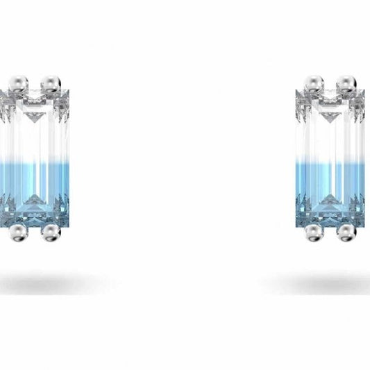 Stilla stud earrings, Blue, Rhodium plated
