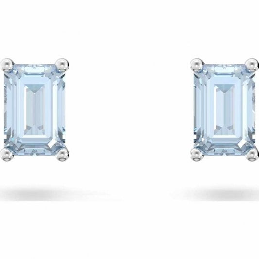 Stilla stud earrings, Blue, Rhodium plated