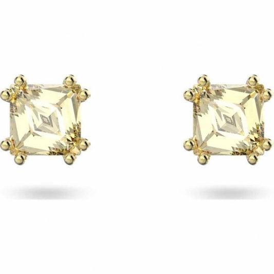 Stilla stud earrings, Yellow, Gold-tone plated