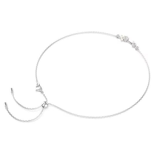 Constella necklace, Crystal pearl, Round, Rhodium