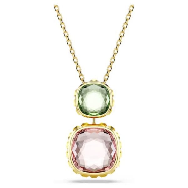 Chroma pendant, Cushion cut, Gold-tone plated