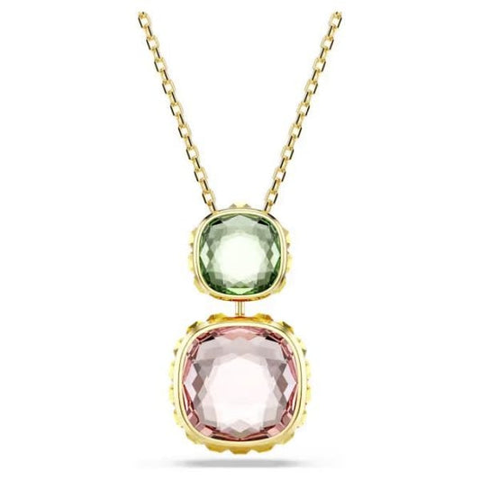 Chroma pendant, Cushion cut, Gold-tone plated