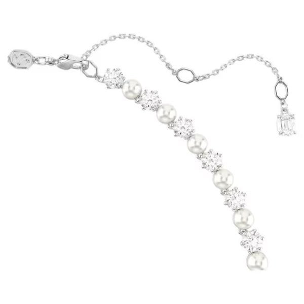 Matrix Tennis necklace, Crystal Pearl, Rhodium