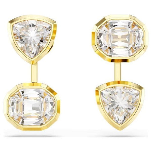 Imber earring jackets, Mixed cuts, White, Gold