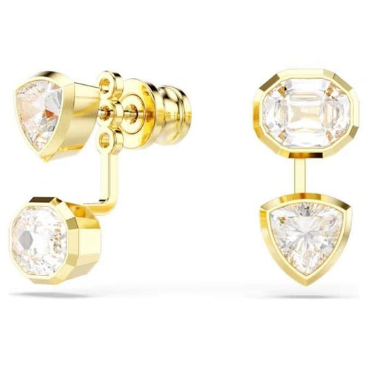 Imber earring jackets, Mixed cuts, White, Gold