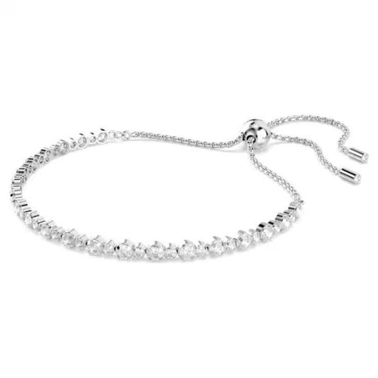 Matrix Tennis bracelet, Mixed round cuts, Rhodium