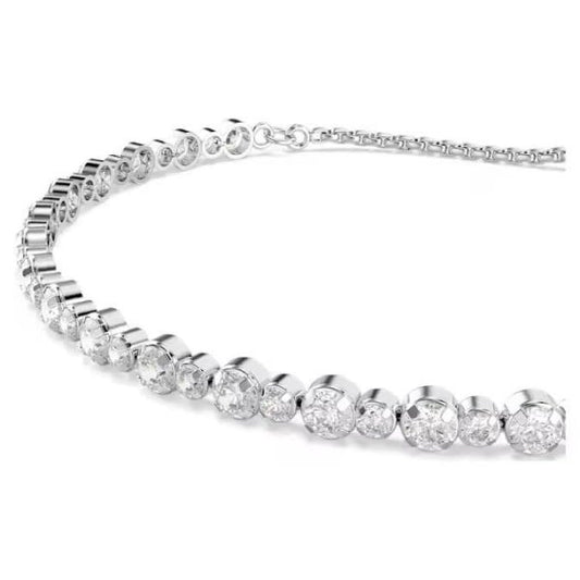 Matrix Tennis bracelet, Mixed round cuts, Rhodium