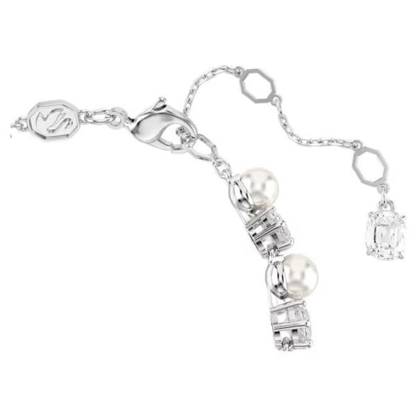 Matrix Tennis bracelet, Crystal pearl, Rhodium
