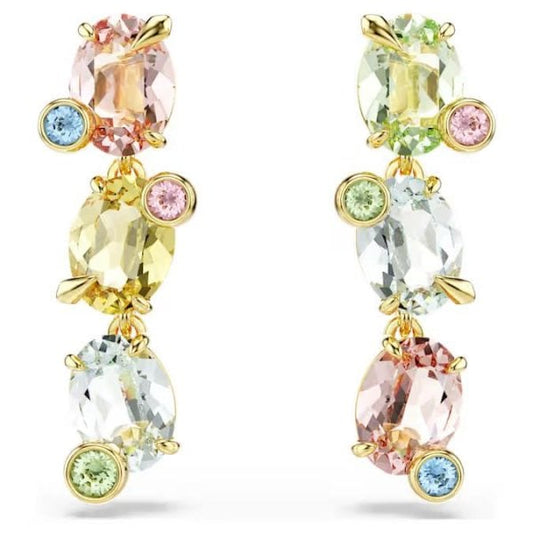 Gema drop earrings, Asymmetrical, Multi, Gold