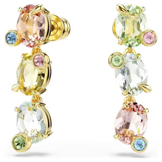 Gema drop earrings, Asymmetrical, Multi, Gold