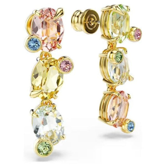 Gema drop earrings, Asymmetrical, Multi, Gold