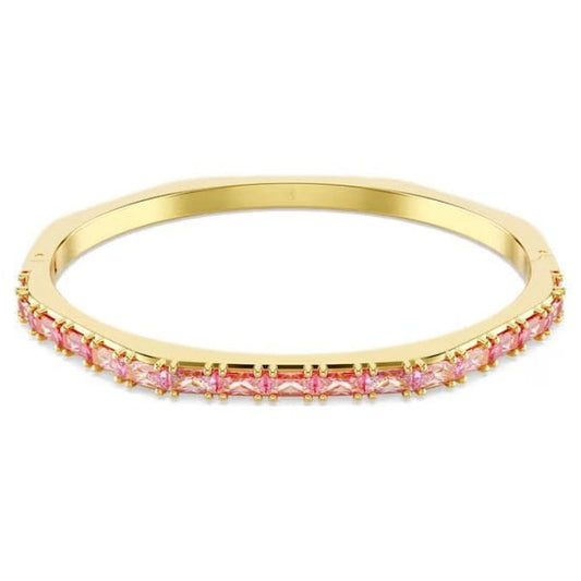 Matrix bangle, Baguette cut, Pink, Gold-tone, M