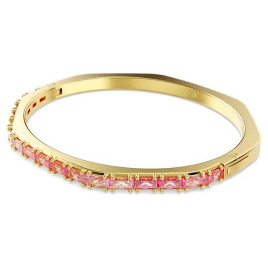 Matrix bangle, Baguette cut, Pink, Gold-tone, M