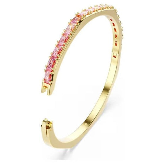 Matrix bangle, Baguette cut, Pink, Gold-tone, M