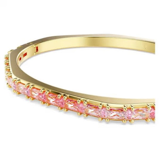 Matrix bangle, Baguette cut, Pink, Gold-tone, M