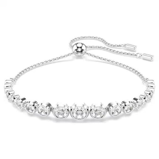 Imber Tennis bracelet, Mixed round, White, Rhodium