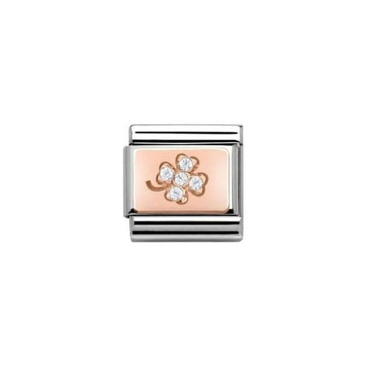 Rose Gold Classic CZ Four Leaf Clover Charm