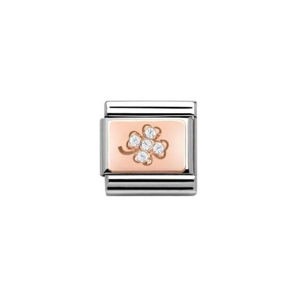 Rose Gold Classic CZ Four Leaf Clover Charm