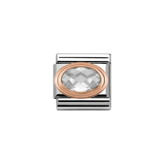 Classic Rose Gold Clear Faceted Cubic Zirconia Charm