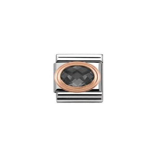 Classic Rose Gold Black Faceted Cubic Zirconia Charm