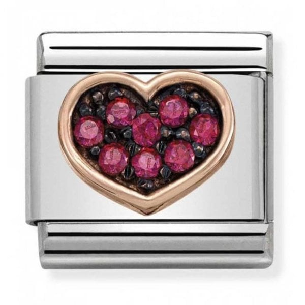 Heart with Red Stones Charm