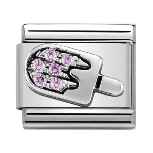 Silver Ice Cream with Pink CZ Charm